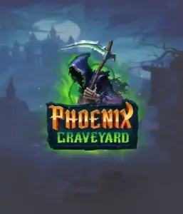 The eerie and atmospheric Phoenix Graveyard slot game interface by ELK Studios, featuring a mysterious graveyard setting. The visual highlights the slot's dynamic reel expansion mechanism, alongside its stunning symbols and supernatural theme. It vividly depicts the game's mythological story of resurrection, making it enticing for those interested in the supernatural.