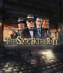 Enter the shadowy world of The Slotfather Part II game by Betsoft, featuring four iconic mafia characters set against a dark urban backdrop. This graphic portrays the dramatic theme of the mobster lifestyle with its detailed character design and ominous setting. Perfect for lovers of gangster-themed games, offering a captivating adventure. 