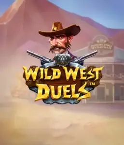  Step into the rugged world of "Wild West Duels" by Pragmatic Play, featuring a gritty gunslinger ready for a showdown. The image displays a resolute cowboy with crossed pistols, framed by a dusty Western town. His intense eyes and authentic attire highlight the theme of the Old West. The game's title is clearly displayed in a striking font, adding to the action-packed theme. 